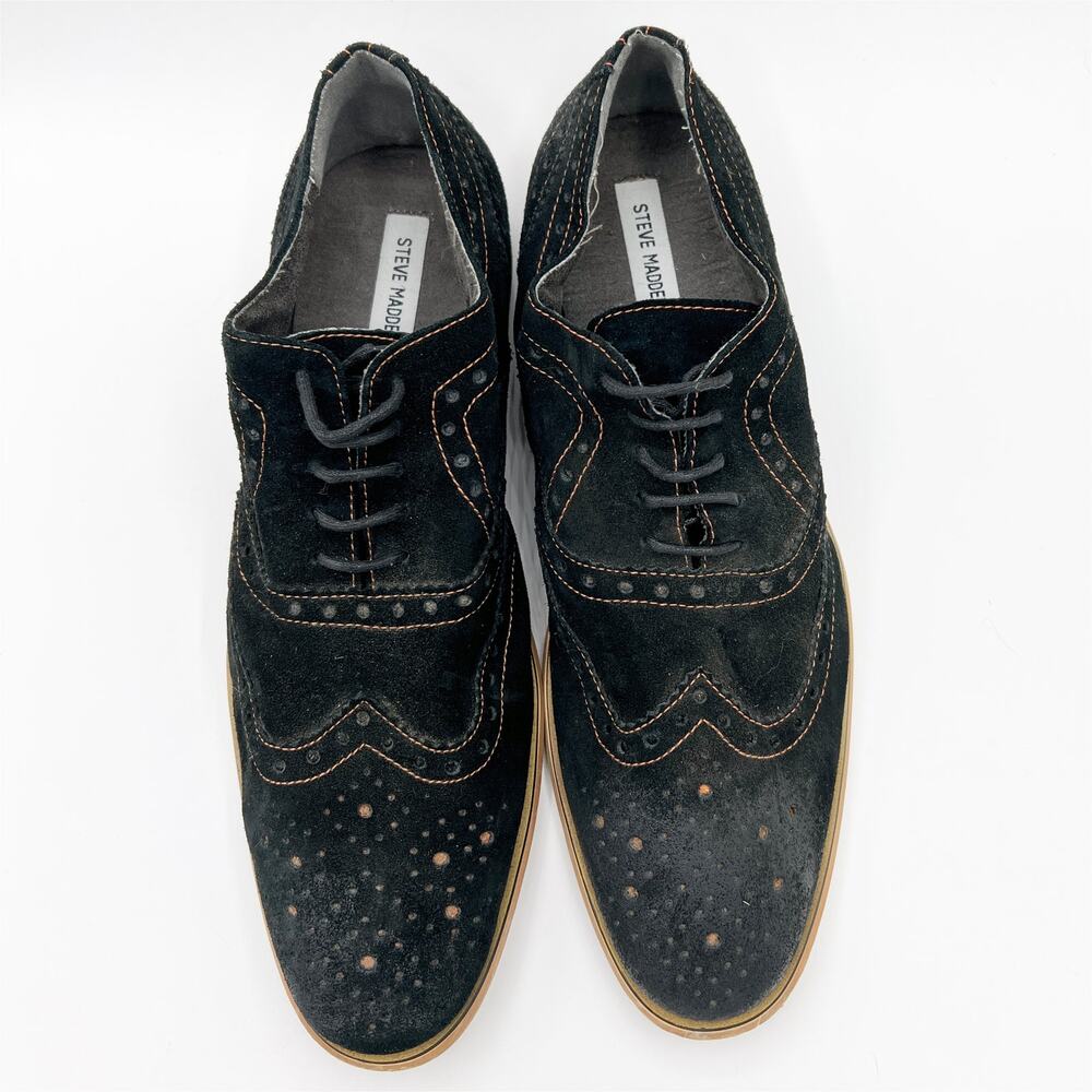 Steve Madden Wakken Suede Lace Up Dress Oxford Shoe Size 11.5 Black